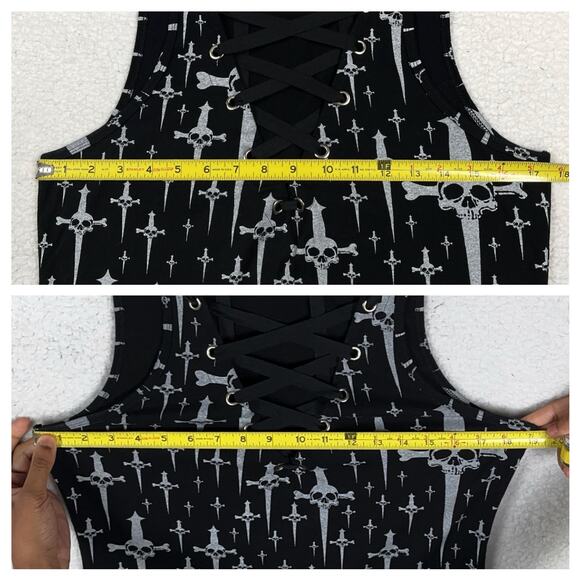 Lip Service Trash & Dagger "Trashy" Skull Daggers Black Tank Top XL Goth Y2K - Picture 11 of 16
